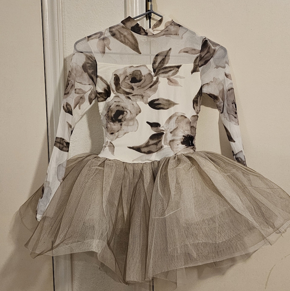 Floral Long-Sleeve Tutu Dress for Kids
